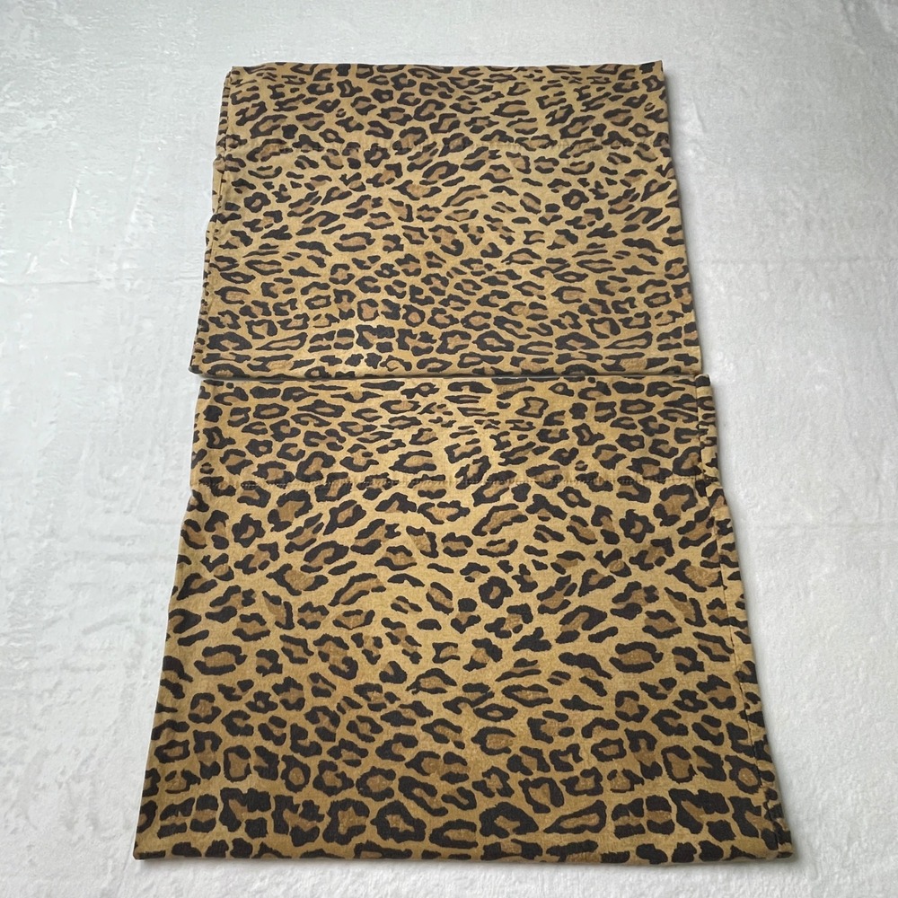 VTG 90s Ralph Lauren Home Leopard Print Cotton Standard Pillowcase Set of 2 USA